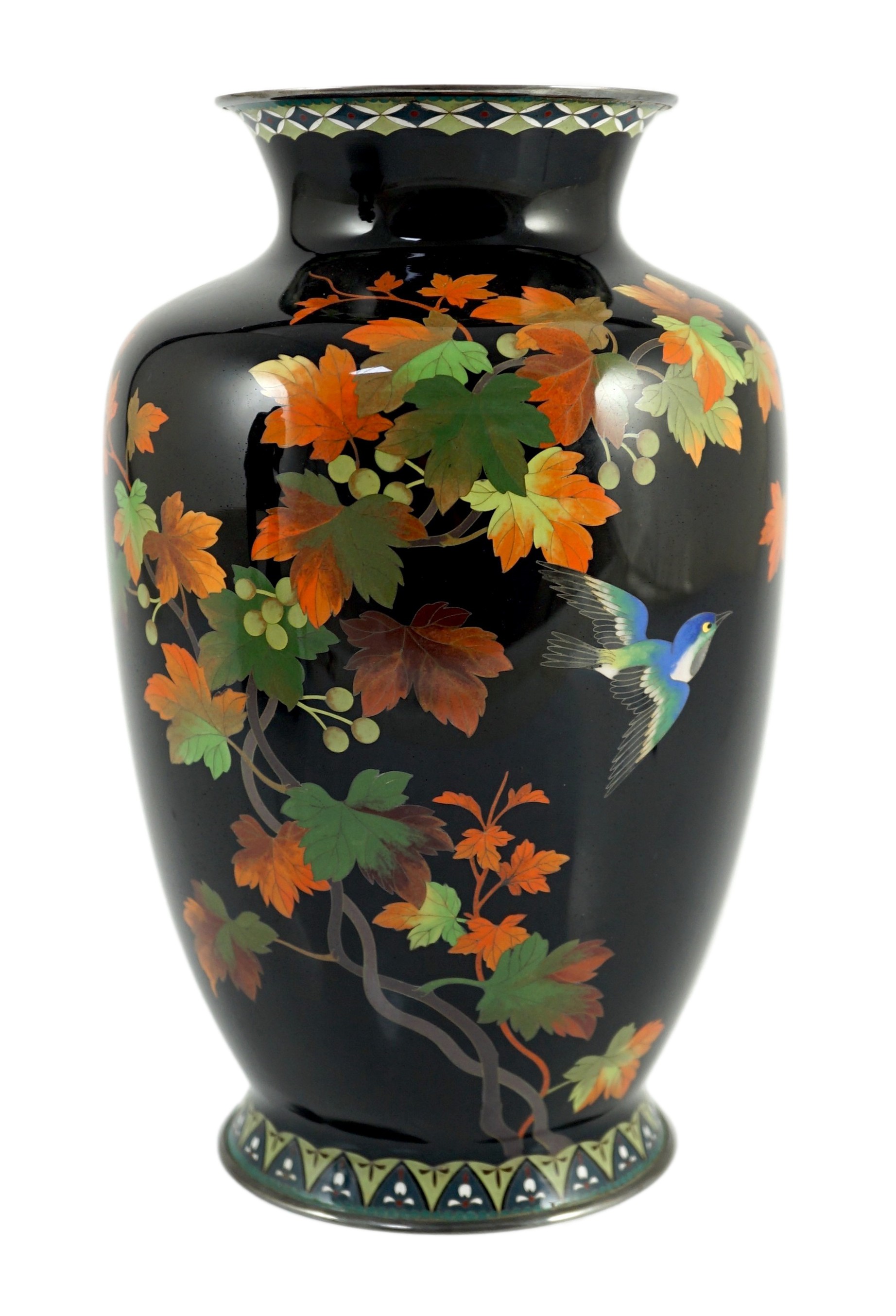 A Japanese silver wire cloisonné enamel vase, third quarter 20th century, 24cm high